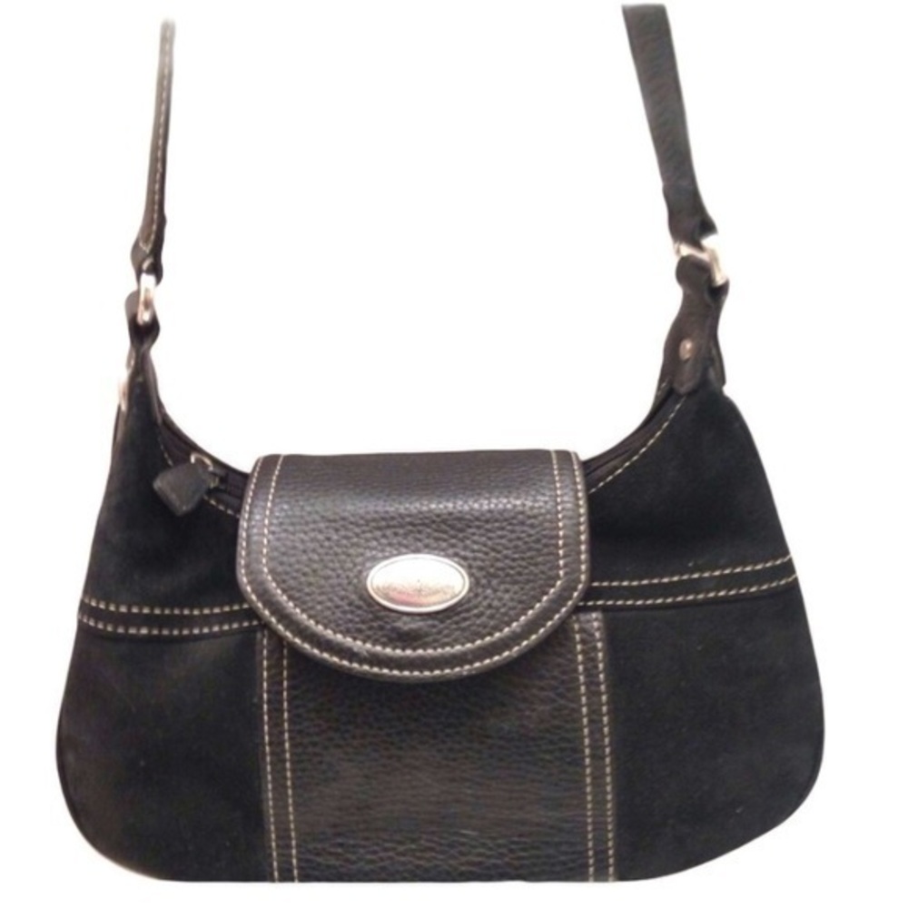 BRIGHTON S/M SUEDE LEATHER BLACK SHOULDER bag